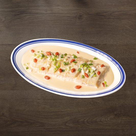 Baked Fish Fillet with Miso Cream Sauce & Charred Leek