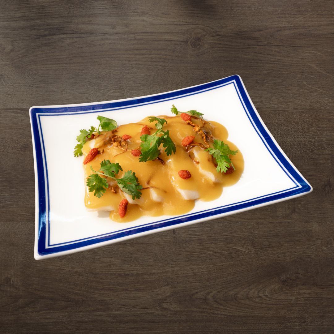 Fish Fillet with Cordyceps Mushroom Pumpkin Sauce
