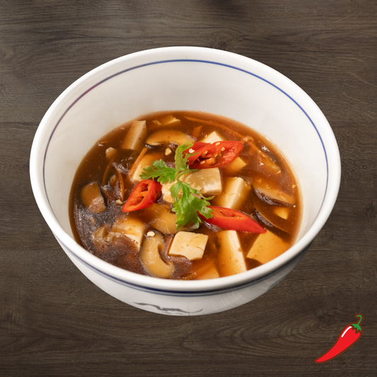 Hot & Sour Soup with Tofu, Black Fugus & Mushroom