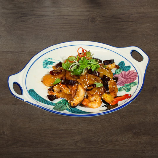 Mala Prawn with Potato, Mushroom & Onion