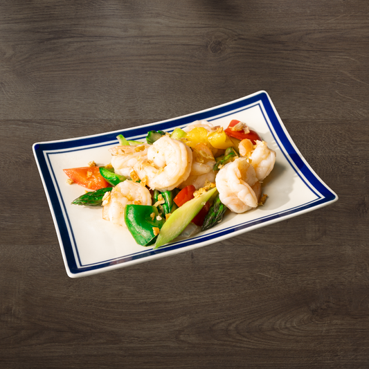 Stir Fried Garlic Prawn with Asparagus & Bell Peppers