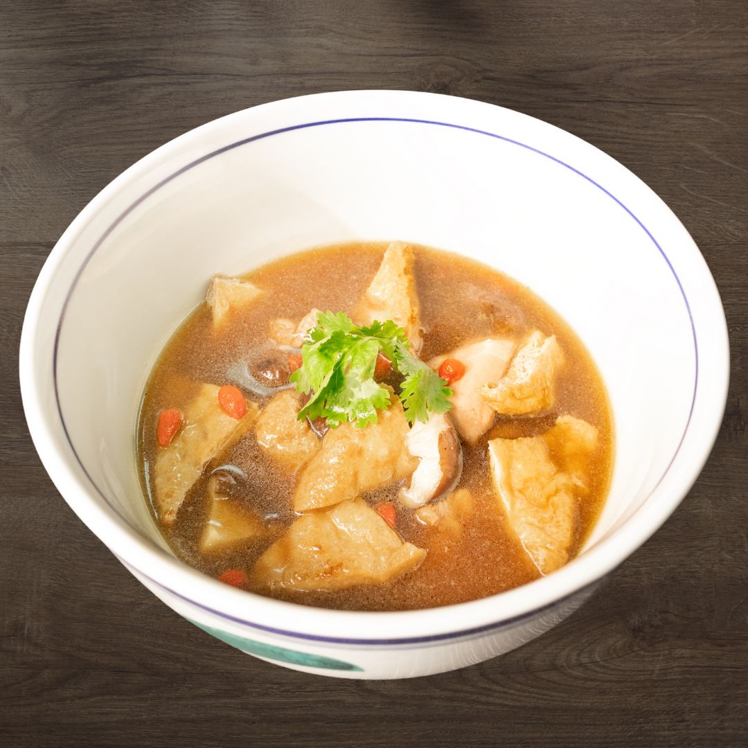 Herbal Chi Kut Teh Soup with Tofu Puffed & Straw Mushroom