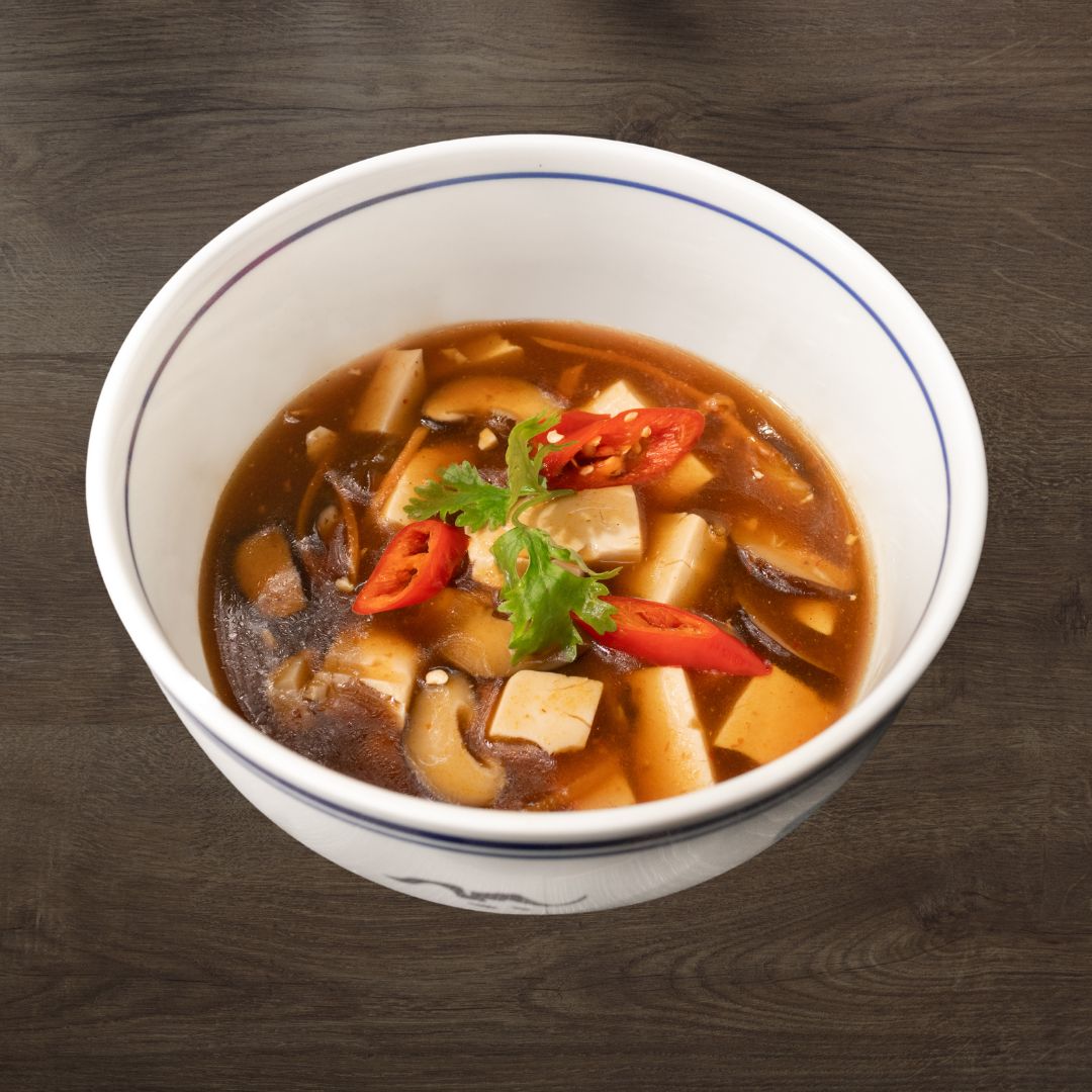 Hot & Sour Soup with Tofu, Black Fugus & Mushroom