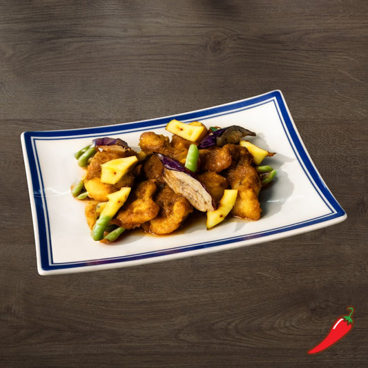 Nonya Assam Squid with Pineapple, Longbean & Eggplant