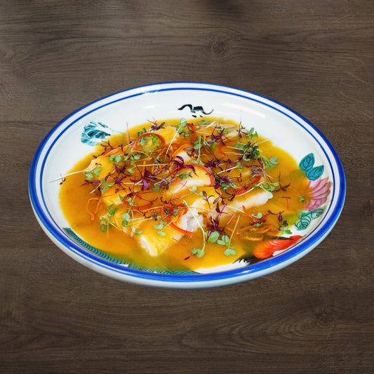 Steamed Fish with Cordyceps Flower Pumpkin Sauce
