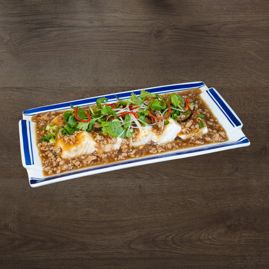 Steamed Tofu, Minced Chicken with Low Sodium Oyster Sauce