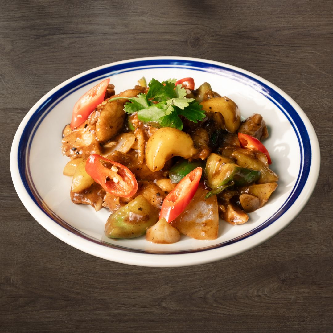 Wok Fried Black Pepper Chicken Breast with Trio Peppers & Onion